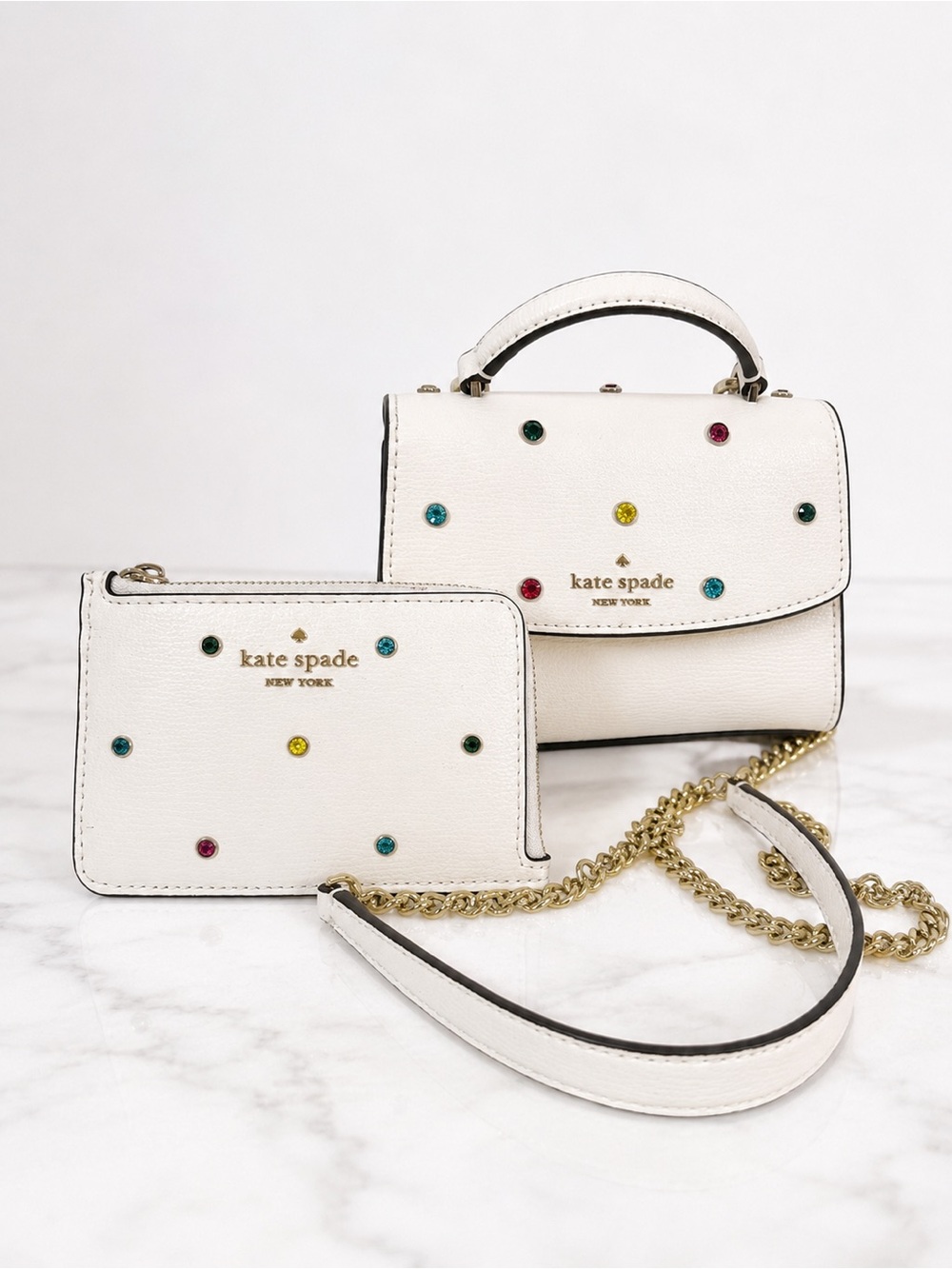 Kate Spade Darcy Festive Jeweled Micro Satchel Crossbody & Wallet Set